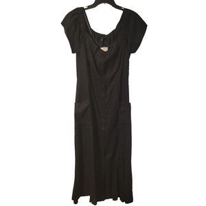 Sanctuary Women's Maxi Dress Size Large Button Up Linen Black NWT